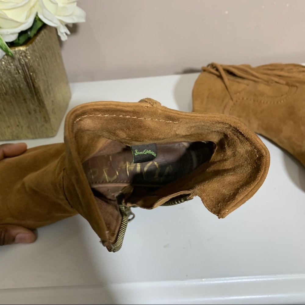 SAM EDELMAN LOUIE SADDLE SUEDE FRINGE BOOTS Brown - Picture 5 of 9